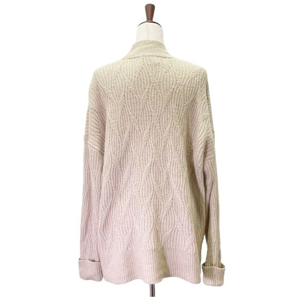 Fat Face Heidi Jumper Oatmeal Mockneck Cable Knit Patch Pocket Sweater Size 12 - Picture 2 of 12